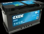 EXIDE - EK800EXI BATERIE EXIDE AGM 80AH 800A 315X 175X190 +DR - EXIDE