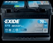 EXIDE - EL700EXI BATERIE EXIDE EFB 70AH 760A 278X 175X190 +DR - EXIDE